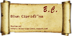 Blun Cipriána névjegykártya